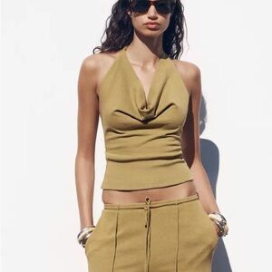 Zara Tan Halter Neck Tank Top